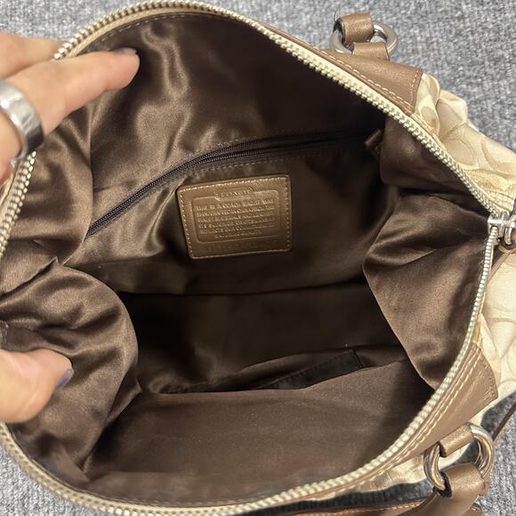 Coach Ashley Signature Satchel Handbag Purse Khaki Brown Colorway Casual Work - Picture 9 of 14